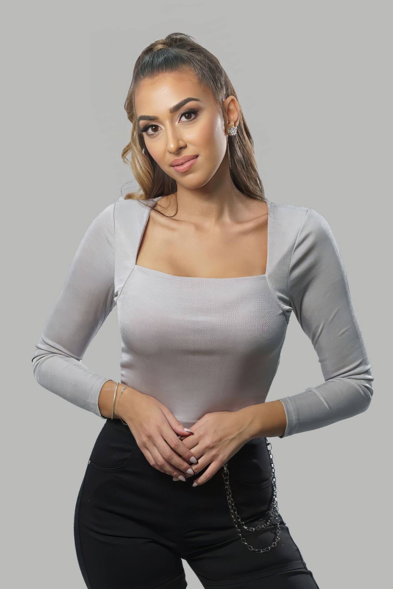 Ασημί crop top