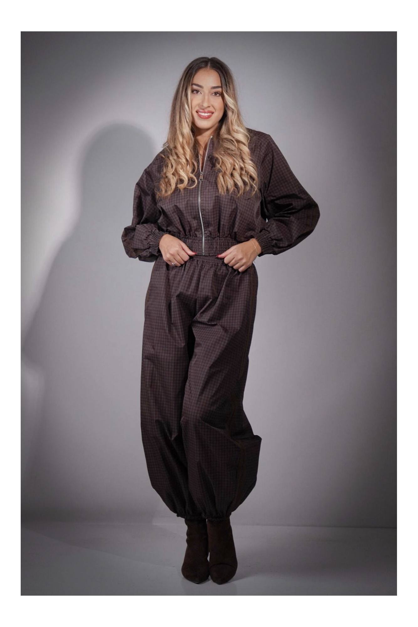Καρό σετ bomber jacket & παντελόνι
