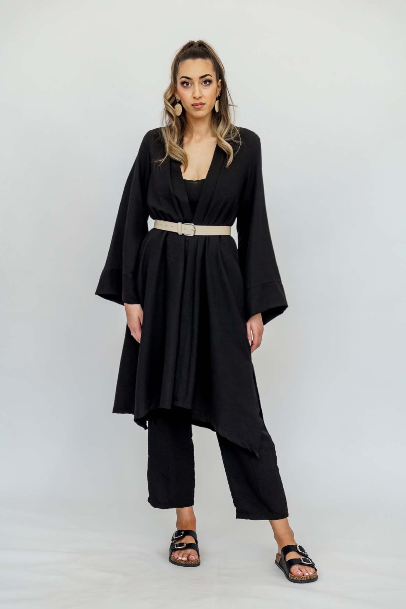 Μαύρο σετ ζακέτα-παντελόνα