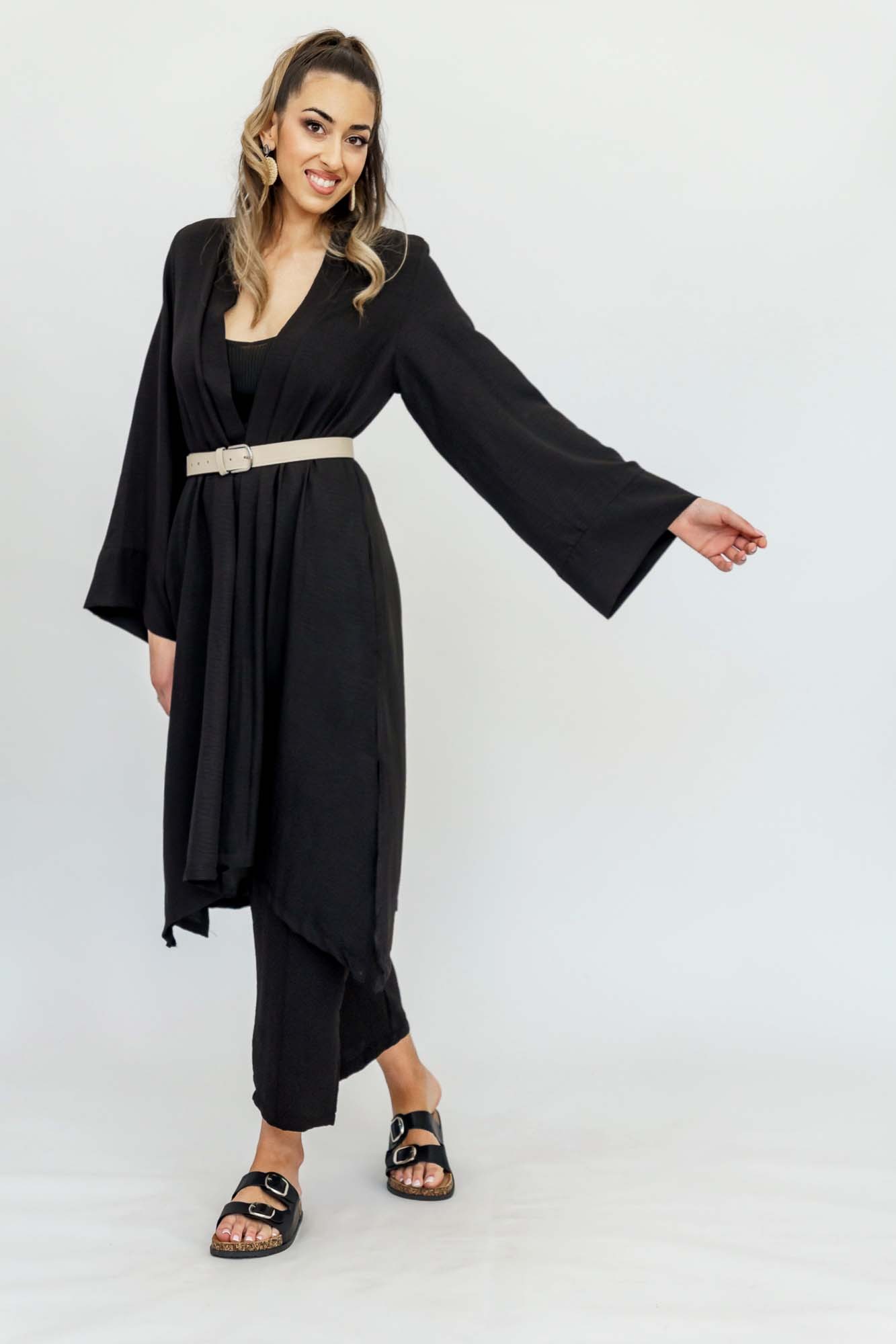 Μαύρο σετ ζακέτα-παντελόνα