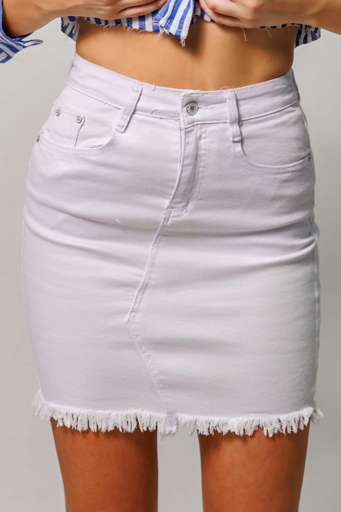 Λευκή τζιν φούστα